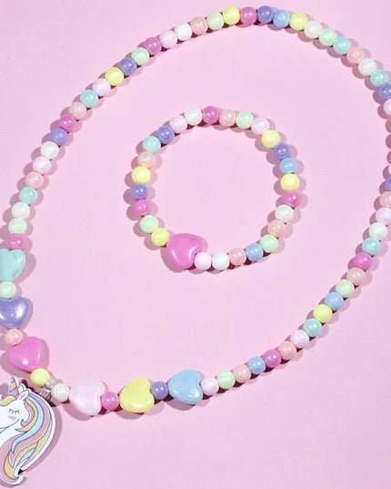 Pearl Bead Unicorn Necklace for Kids
