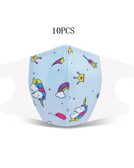 Blue Unicorn Face Mask 10 Pack