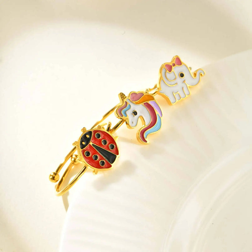 Enamel Gold Unicorn Ring