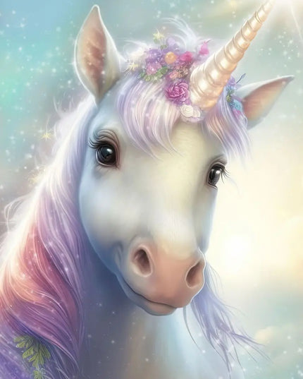 Unicorn Face Wall Art, Floral Crown