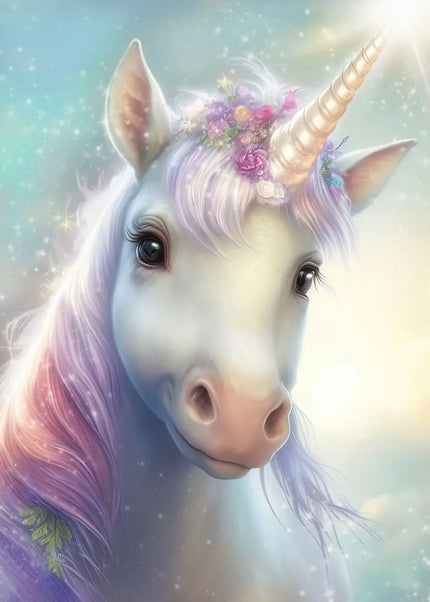 Unicorn Face Wall Art, Floral Crown