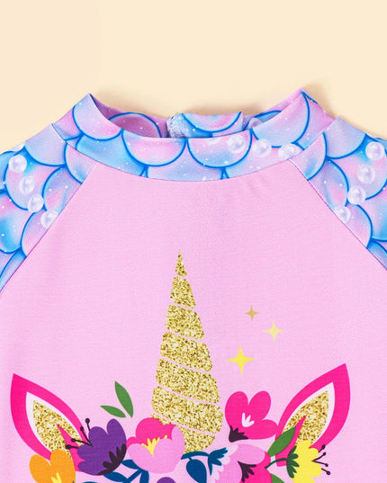 Floral Crown Long Sleeve Swimsuit
