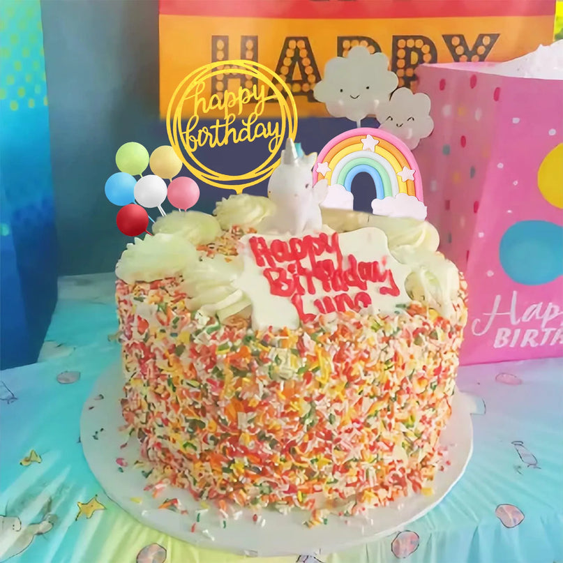 Birthday Unicorn Cake Topper Set