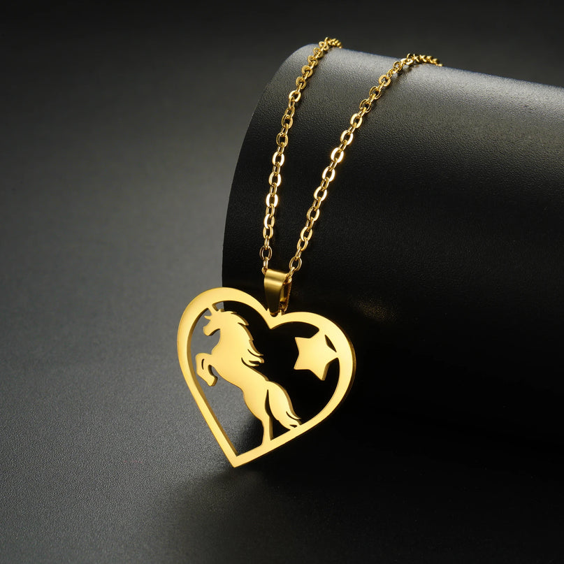 Unicorn Heart Star Necklace
