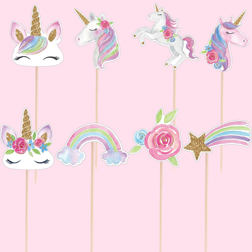 Rainbow Unicorn Cupcake Toppers 24pk