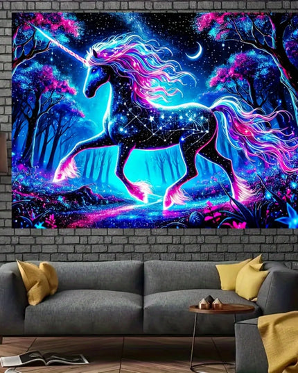 Neon Unicorn Galaxy Tapestry