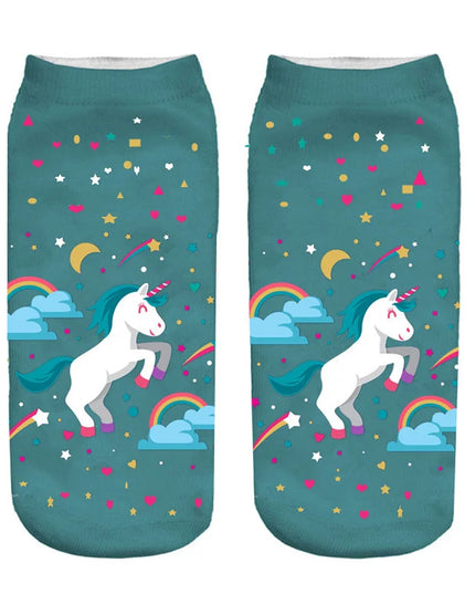 Teal Rainbow Unicorn Socks