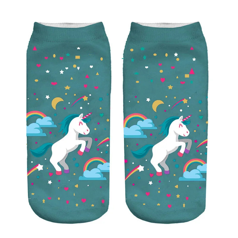 Teal Rainbow Unicorn Socks
