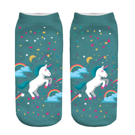 Teal Rainbow Unicorn Socks