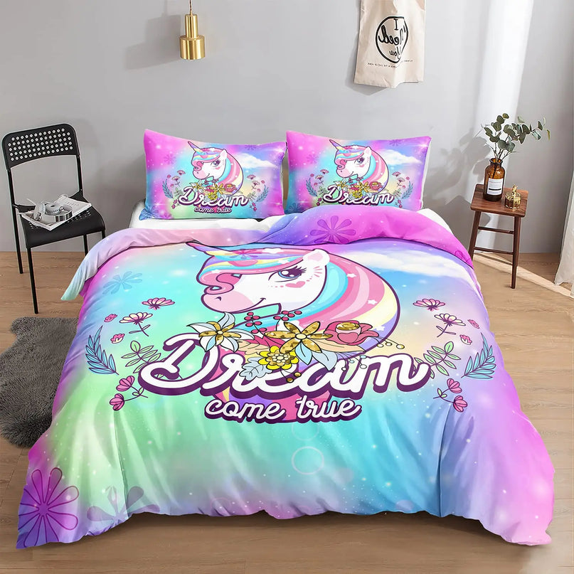 Pink Floral Unicorn Bedding