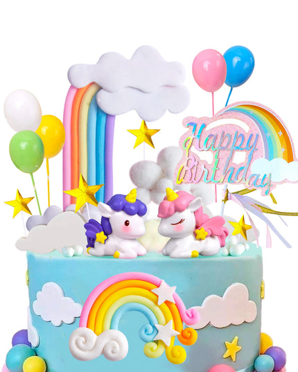 Unicorn Party Cake Topper Set 17pcs