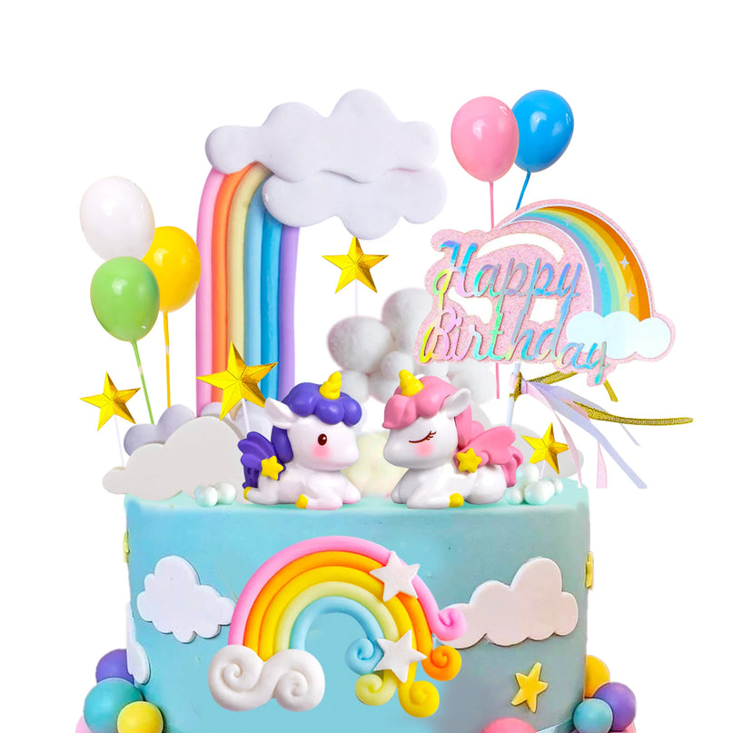 Unicorn Party Cake Topper Set 17pcs