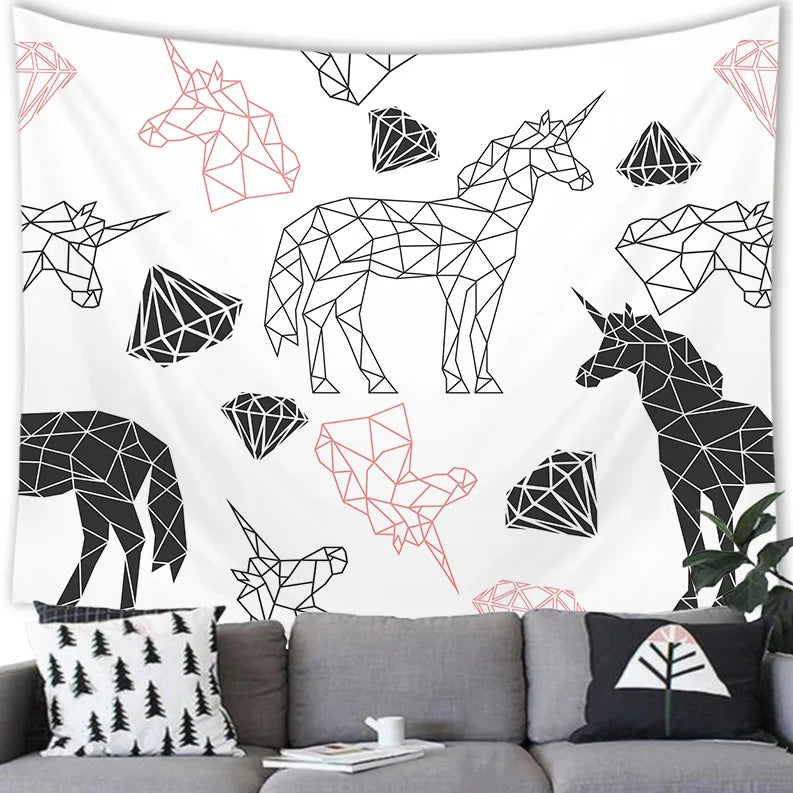 Geometric Unicorn Tapestry Polygon