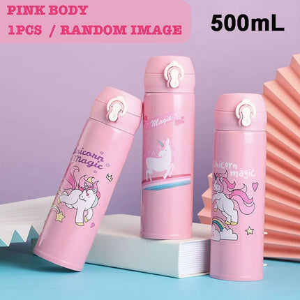 Pink Unicorn Water Bottle for School