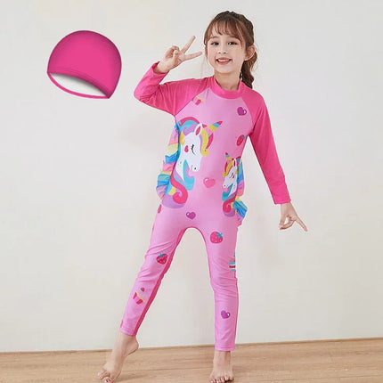 Pink Unicorn Infant Swimsuit Set