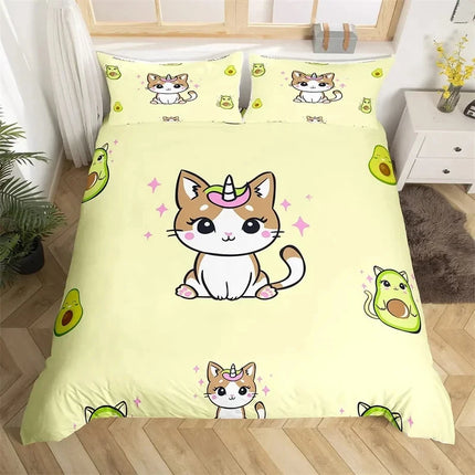 Kawaii Avocado Caticorn Bedding