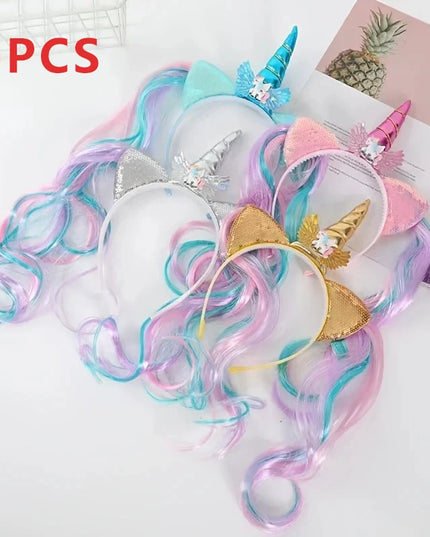 4-Pack Unicorn Wig Headbands