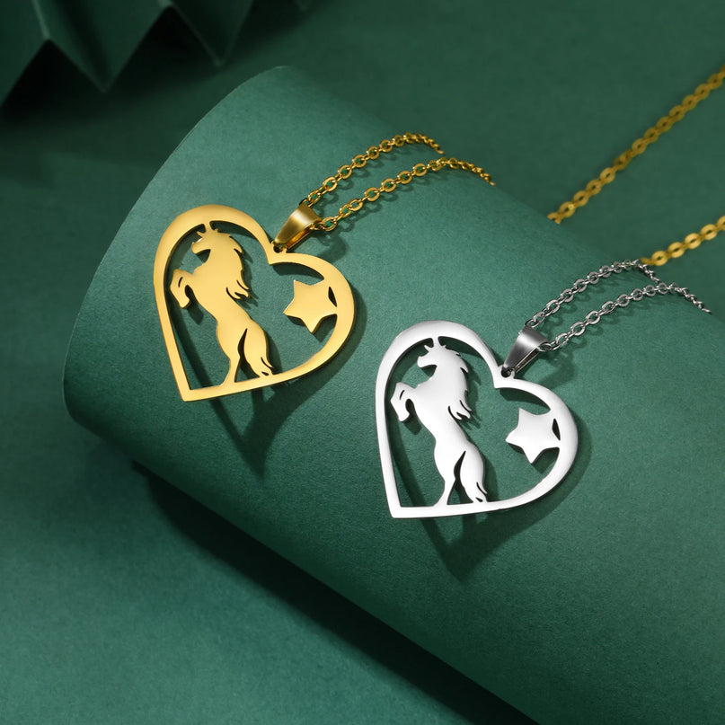 Unicorn Heart Star Necklace