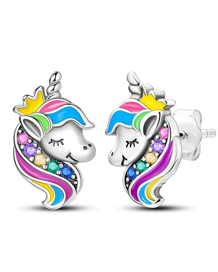 Crown Unicorn Stud Earrings