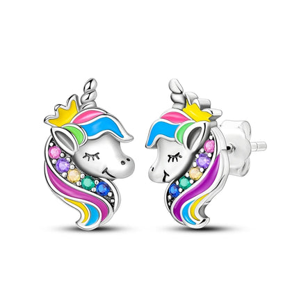 Crown Unicorn Stud Earrings