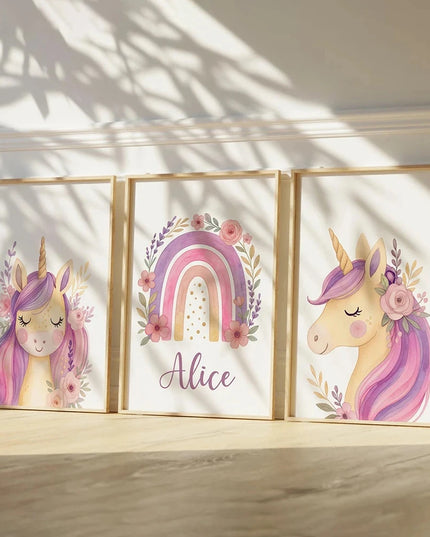 Purple Unicorn Nursery Wall Art