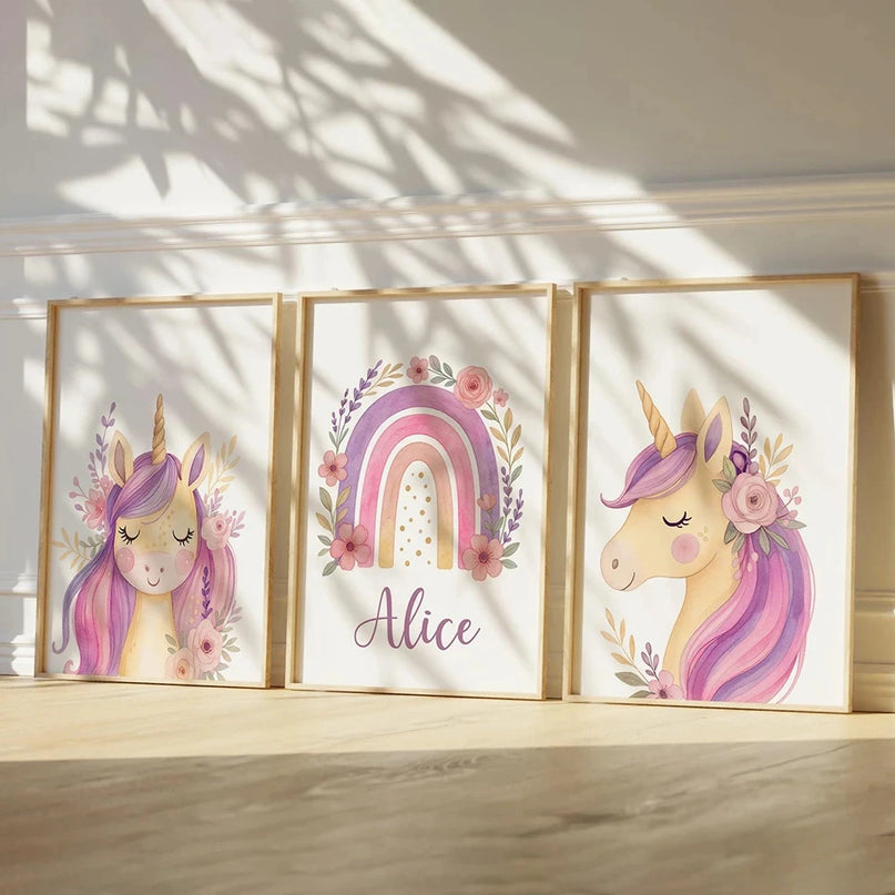 Purple Unicorn Nursery Wall Art