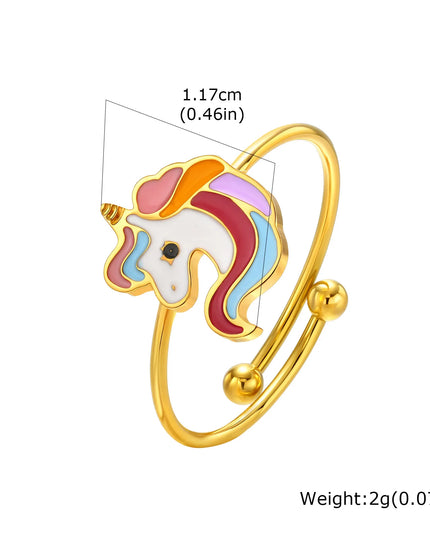 Enamel Gold Unicorn Ring