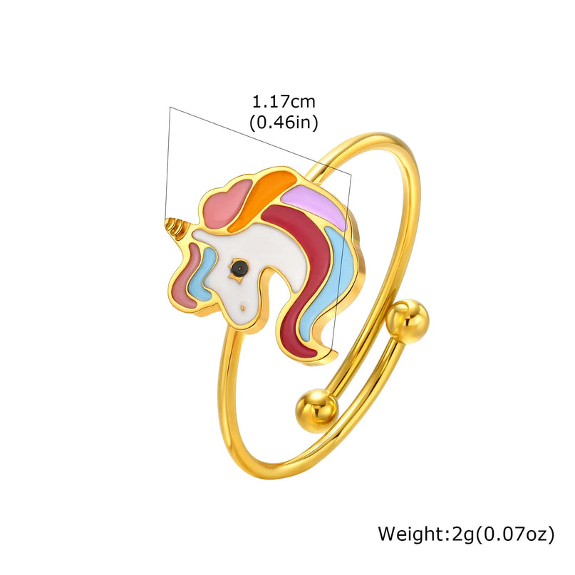 Enamel Gold Unicorn Ring