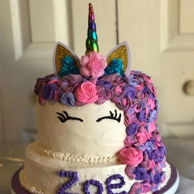 Unicorn Horn Cake Topper with Eyelashes