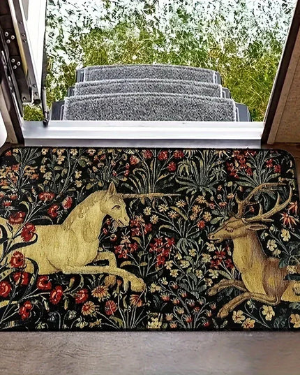 Midnight Floral Unicorn Rug