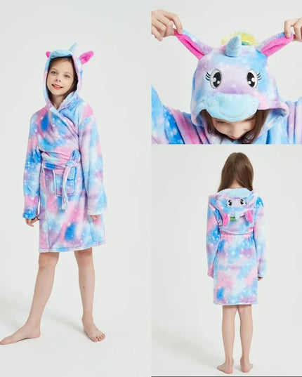 Pink Star Girls Unicorn Fleece Robe