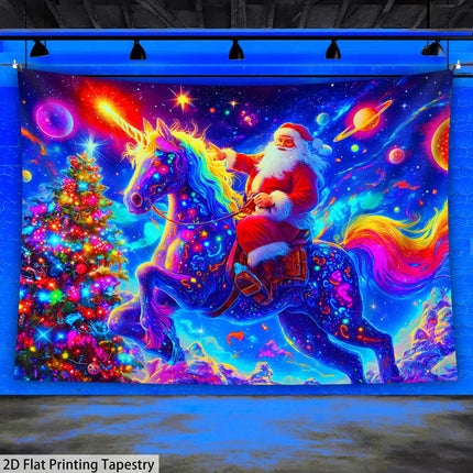 Unicorn Christmas Starry Sky Tapestry