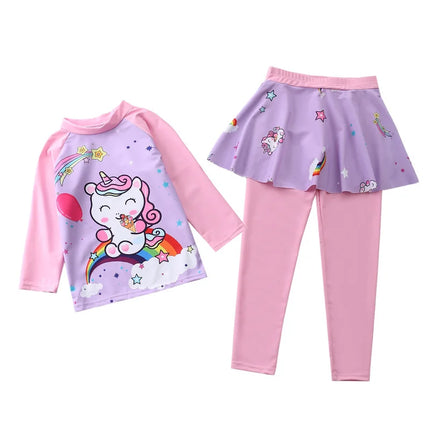 Purple Unicorn Rashguard Swimsuit Set