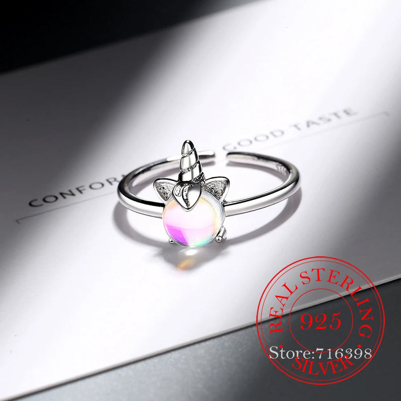Moonstone Unicorn Ring 925 Silver