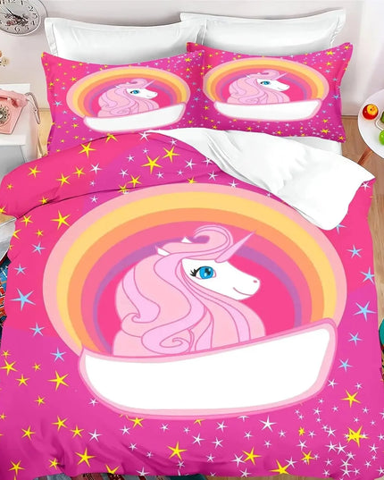 Hot Pink Rainbow Badge Unicorn Bedding