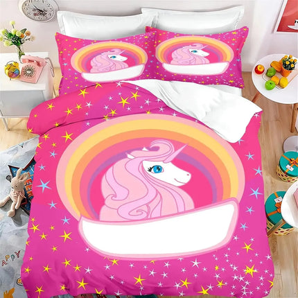 Hot Pink Rainbow Badge Unicorn Bedding