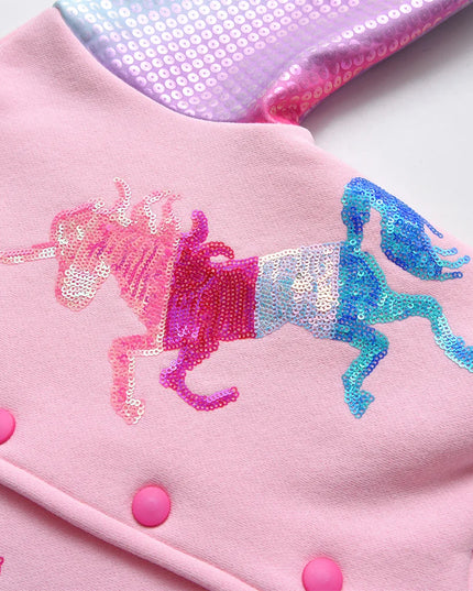 Sparkly Unicorn Sequin Bomber