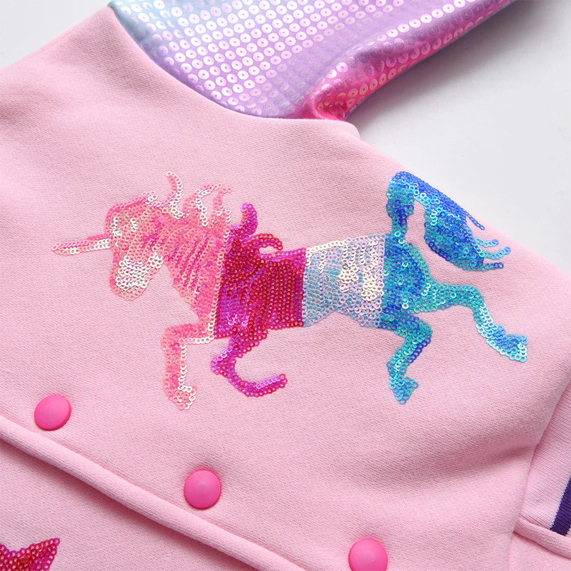 Sparkly Unicorn Sequin Bomber