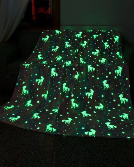 Shaggy Glow Unicorn Minky Blanket