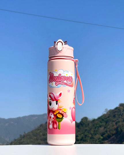 Kawaii Unicorn Water Bottle with Straw