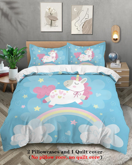 Blue Bow Unicorn Bedding