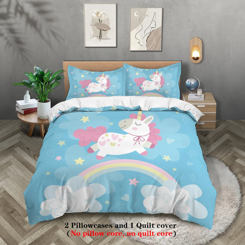 Blue Bow Unicorn Bedding