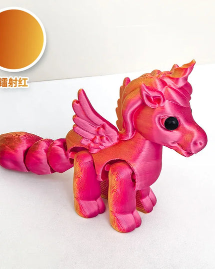 Red 3D Printed Garden Unicorn Figurine