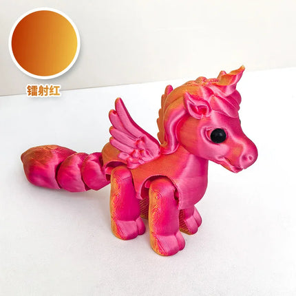 Red 3D Printed Garden Unicorn Figurine