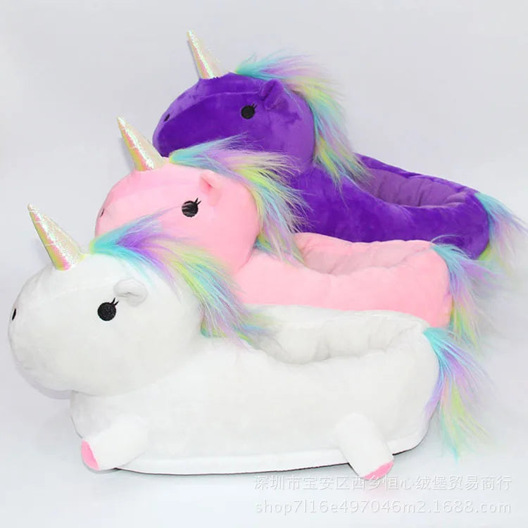Chunky Purple Unicorn Slippers