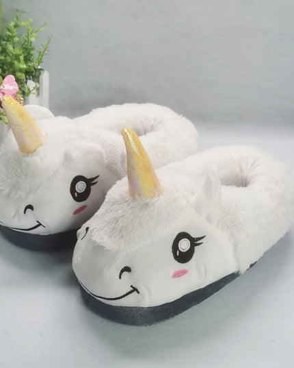 Soft Blue Unicorn Plush Slippers