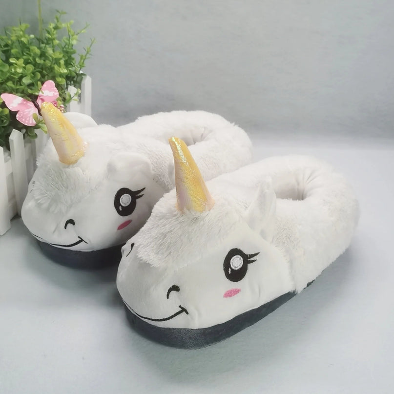 Soft Blue Unicorn Plush Slippers