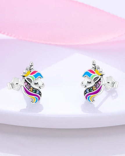 Crown Unicorn Stud Earrings