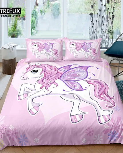 Pink Fairy Wing Unicorn Bedding