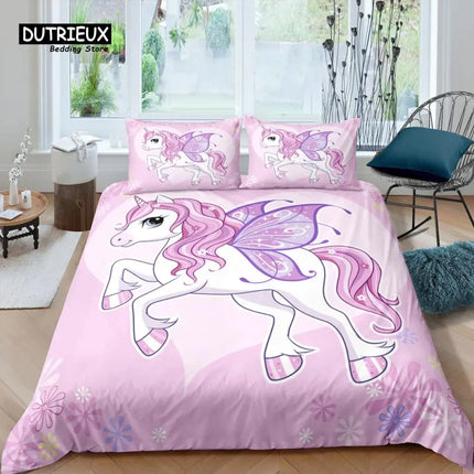 Pink Fairy Wing Unicorn Bedding